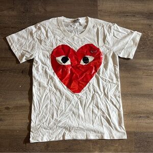 Comme des Garcons PLAY White Tee with Red Heart